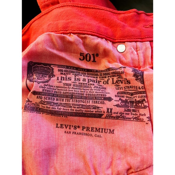 NWT Levis Premium 501 Jeans Women 26x28 Red High Rise Straight Made USA 90 Denim - Picture 4 of 14